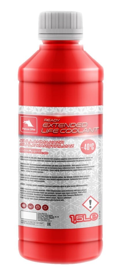 Petrol Ofisi Ready Extended Life Coolant -40°C 1.5 Lt Kırmızı Organik Antifriz